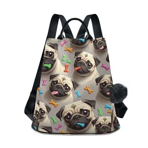 Sac de voyage floral beige multi-poches avec pompon élégant