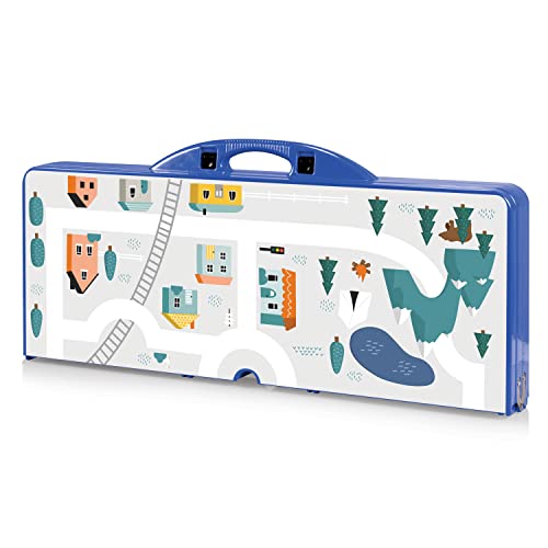 Image of Picnic TIME Portable Folding Picnic Table with Seats for 4, Collapsible Aluminum Table with Benches & Umbrella Hole, Lightweight Foldable Table for Camping, Travel, Backyard, Tailgating | with Umbrella Hole