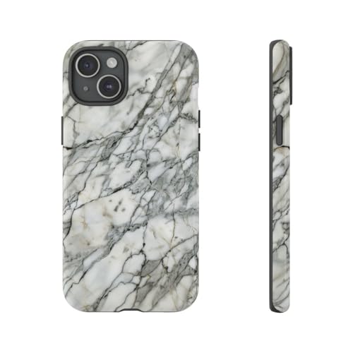 Coque iPhone 15 Plus marbre blanc rigide contre les chocs