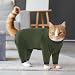 Klebriges Katzenhaar Kleidung, Pyjama für Katzen Pullover Warm für Katze Katzenoverall Fleece Jumper Katzenkostüm Mantel mit Rollkragen&Lange Ärmel für Katzen/Kitten(ArmeeGrün, S)