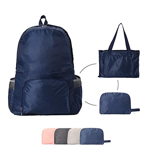 Mochila de viaje plegable ligera y resistente azul marino miniatura 1