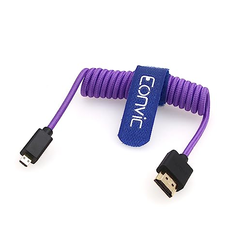 Câble micro HDMI vers HDMI 2.1 8K violet spiralé extensible fin pour caméras - 2