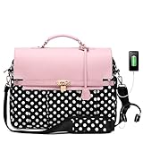 SHENHU Women's Laptop Bag,15.6 Inch Computer Briefcase Lightweight Cute Girls Messenger Bag Shoulder Carry Work Bag Ladies Office Travel Bag School Pink Dot