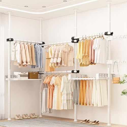 Kit de armario modular para vestidor, perchero telescópico ajustable con estantes, 110-310 cm para organización de dormitorio y dormitorio