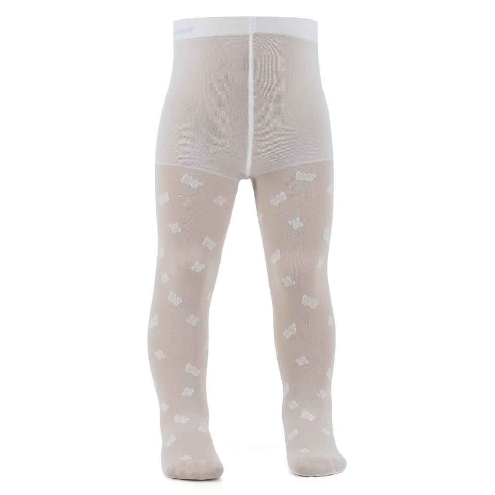 Collant Neonato Bella Con Ricamo Cuori - Calzamaglia Velata Cerimonia, Made In Italy