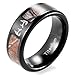 SHARDON Men's 8mm IP Black Titanium Tree Camo Ring with Engraved Deer Antler