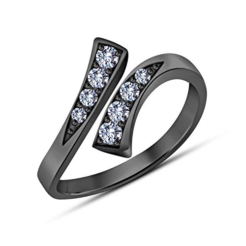 Gemstar Jewellery 925 Sterling Silver Bypass Black Adjustable Toe Ring for Womens