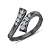 Gemstar Jewellery Fashion Adjustable Toe Ring In 18K Black Gold Finish Round Cut White Simulated Diamond