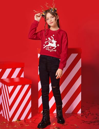 Image of Arshiner Girls Crop Tops Kids Long Sleeve Pullover Sweatshirts Girls Cropped Crewneck Sweatshirt for Teen Girl