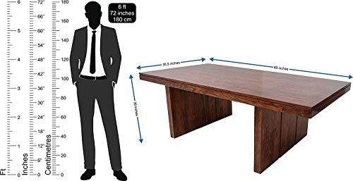 Image of Custom Decor Sheesham Wood Furniture Dining Table with 8 Chairs for Living Room (Honey Teak with Foster Chairs)