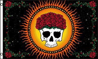 Large Mystic Skull & Roses Flag, 3'x5' dead bong grateful