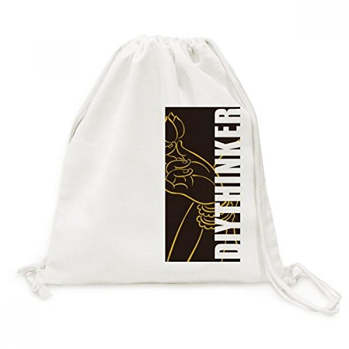 Sac en toile bouddhisme religion lotus noir jaune pour ranger vos affaires facilement