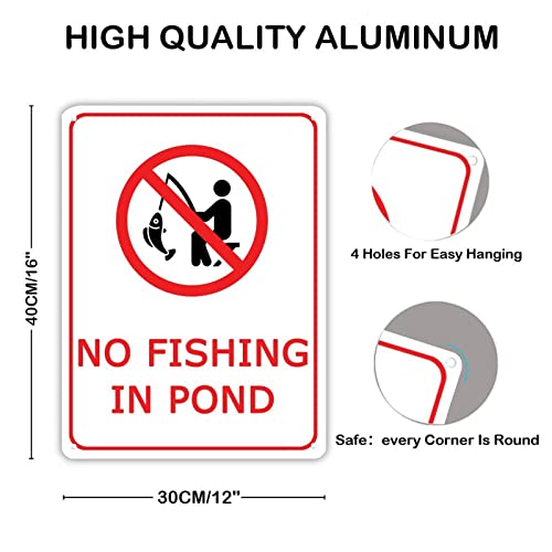 Panneau aluminium No Fishing in Pond protection UV pour mur et parking