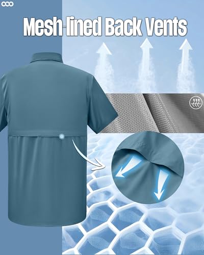 33,000ft Men's Fishing Shirts Lightweight Cool Quick Dry Sun Protection UV Short Sleeve Shirt for Casual Hiking Safari Travel4