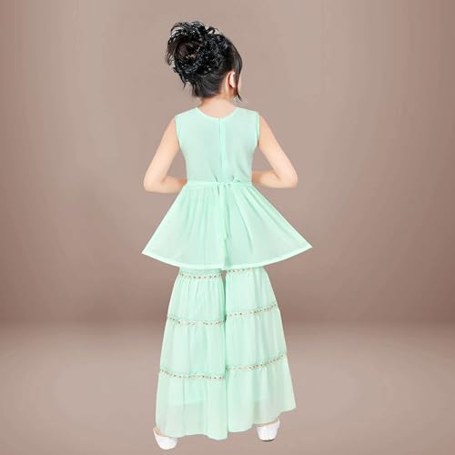Image of Sevgi Girl's Georgette Embroidered Short Kurti and Garara Set