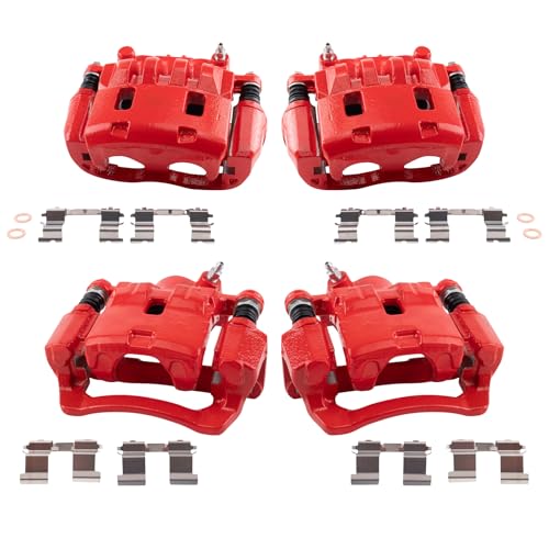 Image of TRQ Front and Rear Brake Caliper Set Performance Brackets Compatible with 2008-2011 Subaru Impreza
