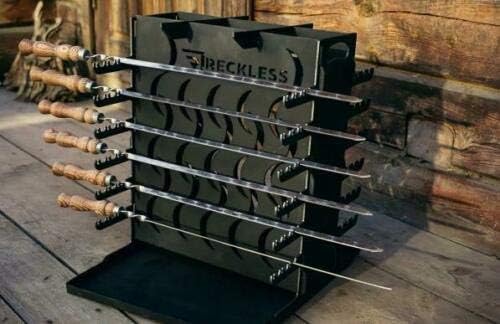 Miniatura 5 de CKG Mangal Vertical Independiente Área de Trabajo Barbacoa Parrilla Portátil - Plegable Acero Picnic Camping Exterior Mueble Brasero - Doble Cara 12