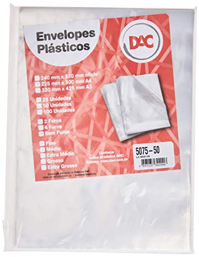 Blister 50 Envelope Grosso sem furos, DAC, Blister 50 Envelope Grosso sem furos 5075-50, Transparent