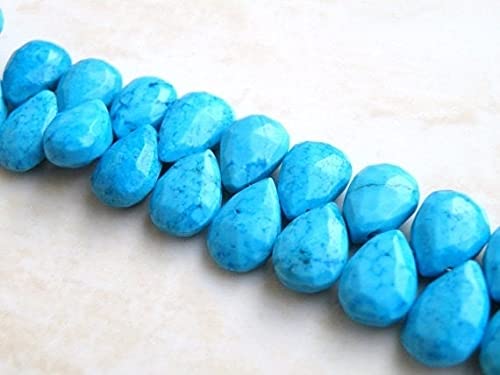 Howlite turquoise perles poire facettée pour remplacer vos fermoirs et pendentifs