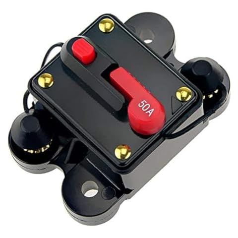 ANJOSHI Circuit Breaker 50amp 50A-300A with Manual Reset Home Solar System Fuse Holder for Car Audio and Amps Protection 12V-48V DC Reset Fuse Inverter Replace Fuses Cover