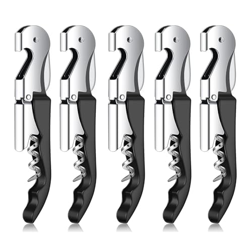 Wine Opener Set (5 Pack) - Professional Waiters Friend Corkscrew and Bottle Opener Premium Stainless Steel Corkscrew for Wine and Beer Ideal for Sommeliers and Waiters Durable and Efficient