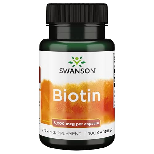 Swanson, Biotin, 5000mcg, 100 Capsules, High-Dose, Lab-Tested, Gluten-Free, Soy-Free, GMO-Free