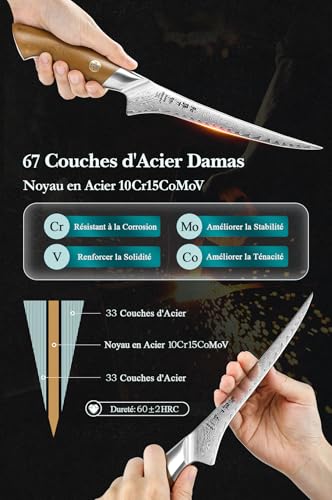 Couteau à poisson Damas HEZHEN pour sublimer vos repas - 4