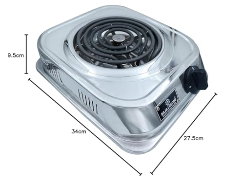 Image of BAJAJ VACCO Electric Coil Hot Plate, 1250 Watt, Stainless Steel Body, with Regulator, ISI Marked Theeta Coil Element, Silver New