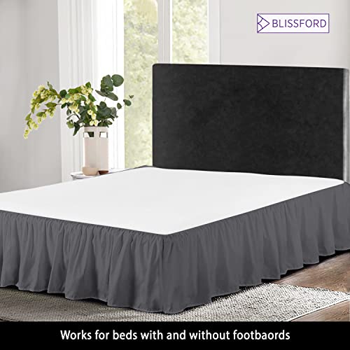 Ruffled Bed Skirt With Split Corners - Queen, Dove Grey, 18 Inch Drop Cotton Blend Bedskirt (Available In And 16 Colors) - Blissford #TOP2