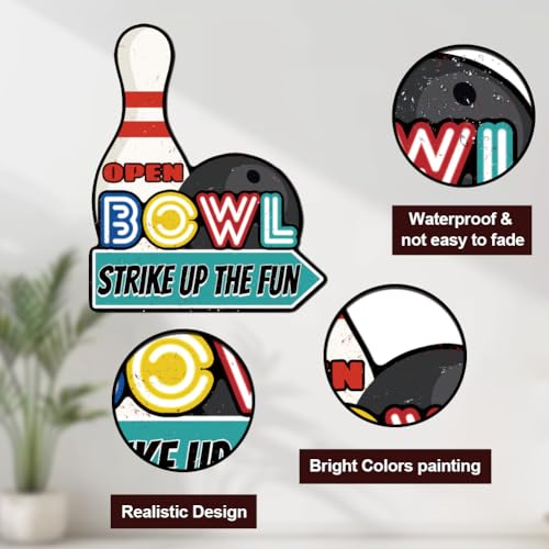 Plaque en métal bowling WADORN de 28x33,3 cm rétro pour déco murale - 4