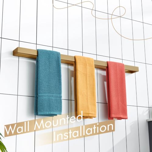 Image of KOKOSIRI Bathroom Towel Bars 32-Inch Bath Towel Hanger Holder Kitchen Rack Champagne Bronze Stainless Steel Wall Mount, 1 Pack B4008CPG-L32