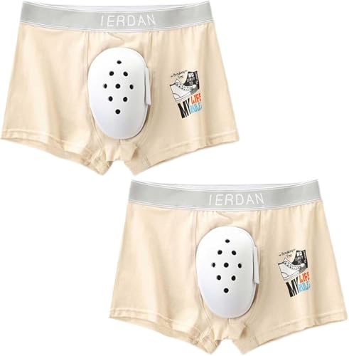 2pc Post Circumcision Underwear for Kids, Circumcision Underwear, Surgery Recovery Pants, Breathable Boxer Shorts for Boys(Beige,M-Medium)