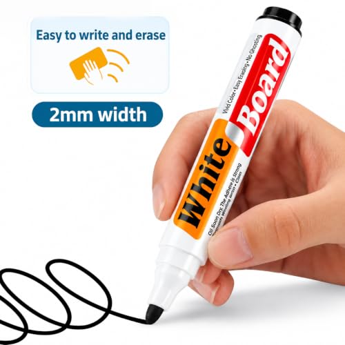 Image of KLIFFOO Whiteboard Markers with Duster Set, 3 Color Bold Point Marker Pens (Blue, Black & Red) with Board Eraser, Refillable & Erasable Ink, White Board Marker for Office, School & Classroom