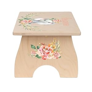 Step Stool for Toddlers- Personalized Wood Kids Step Stool with Name for Kitchen Sink, Bathroom, Potty Training, Toilet, Kitchen Sink- Sturdy and Safe- Made in USA by BloomOwl (Elephant- Coral Floral) Step Stool for Toddlers Personalized Wood Kids Step Stool with Name for Kitchen Sink Bathroom Potty Training Toilet Kitchen Sink Sturdy and Safe Made in USA by BloomOwl Elephant Coral Floral