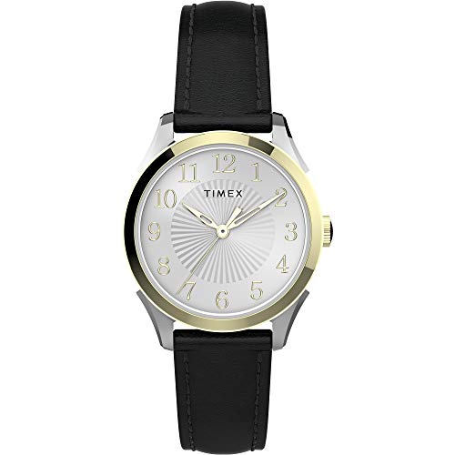 Timex Women's Briarwood 28mm Analog Quartz Leather Strap, Black, 14 Casual Watch