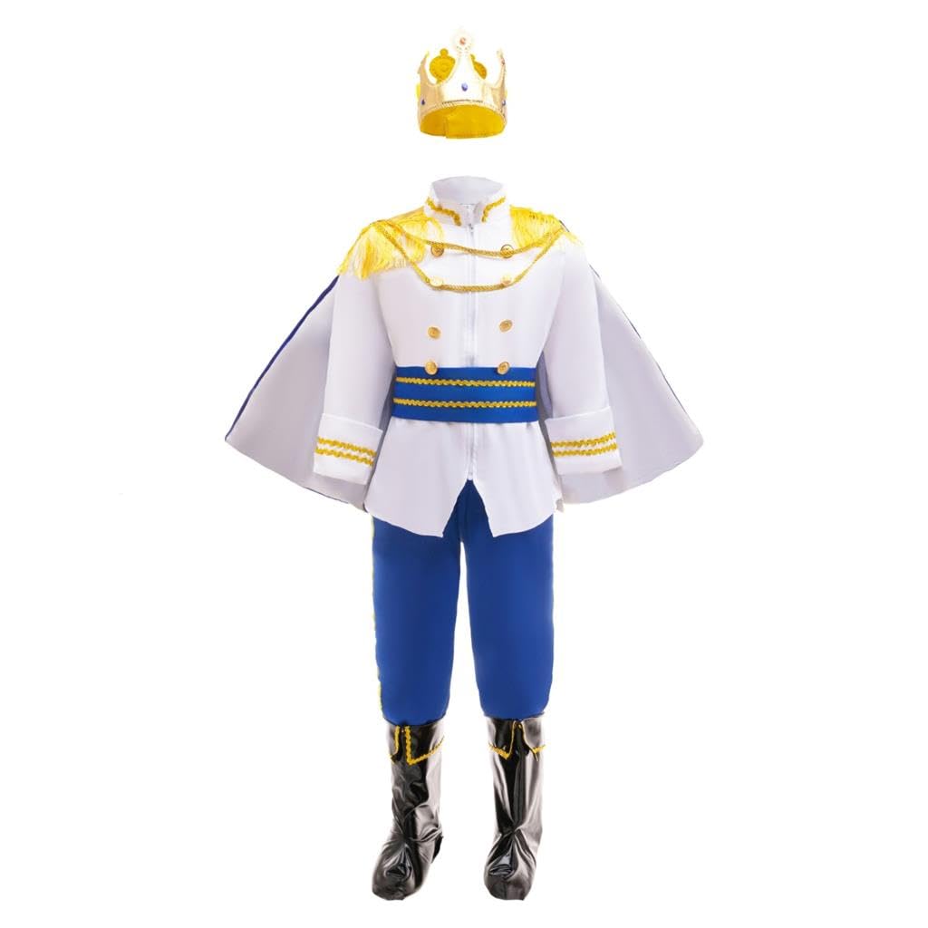 Lito Angels Royal King Charming Fancy Dress Up Costume Prince Pretend Play with Crown for Kids Boys Age 9-10 Years