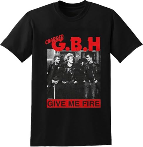GBH Give Me Fire T Shirt Mens Music Band Tee Unisex Streetwear Printed Short Sleeve Tee Shirt Black