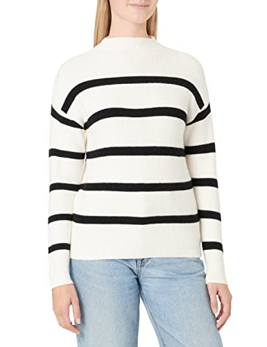 Vila Damen Viril Mockneck L/S Knit Rib Top - Noos Pullover, White Alyssum...