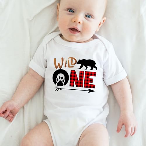 Wild One Lumberjack Birthday shirt I'm one First Birthday Shirt Buffalo Plaid Camping Baby shirt Custom Baby Boy Kids Gift4