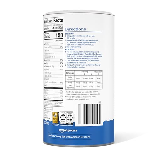 Image of Amazon Grocery, Steel Cut Quick Oats, 25 Oz