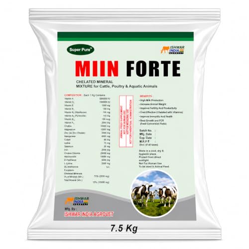 Image of MIIN Forte Pouch Pack | Mineral Mixture Powder for Cattle, Buffaloes, Goats & Sheep | Boosts Milk Yield, Growth, Immunity Booster | Powerful Chelated Minerals Mixture (7.5Kg)