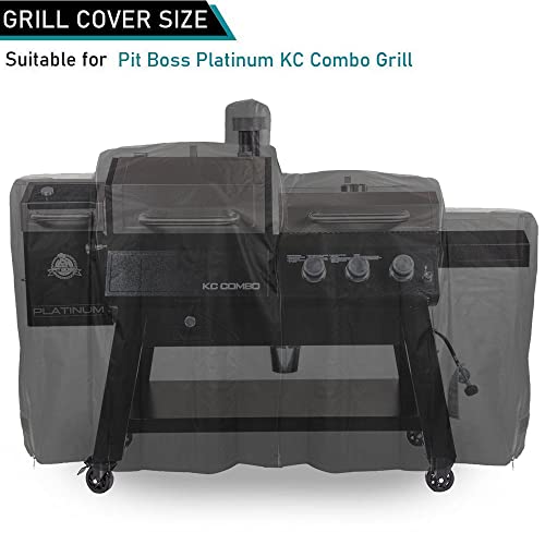 Image of ZJYWSCH Grill Cover for Pit Boss Platinum KC Combo Wood Pellet & Gas Grill Outdoor Waterproof Pit Boss KC Combo Grill Cover PB1285KC 600D Heavy Duty