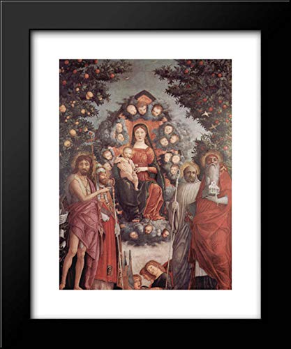 Madonna with saints St. John theBaptist, St. Gregory I the Great, St. Benedict 20x24 Framed Art Print by Andrea Mantegna