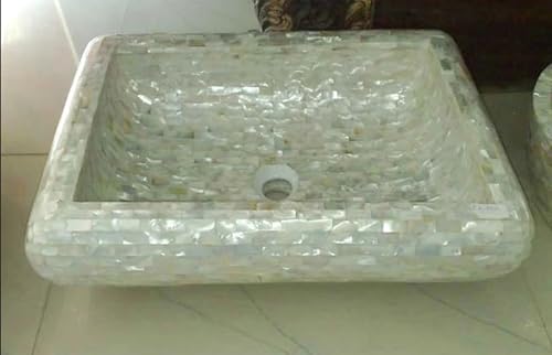 MOP - Lavabo de nácar I Fregadero de encimera de trapeador I MOP Lavabo de sala de polvo I MOP Fregadero montado en mesa de 66 x 53 cm