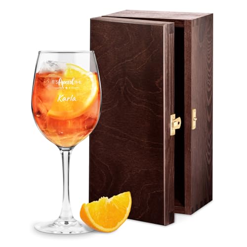 Maverton Customised Aperol Spritz Cocktail Glass with Engraving - Birthday Gifts for Women - Unique Gifts for Her - Perfect Presents for Grandma Mom Friend Lady - 350ml or 530ml - Aperol Time