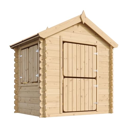 Maison de jeu en bois pour enfants, planches 19 mm, jeux de plein air, 145 x 112 x 146 cm, 1,1 m² - TIMBELA M516