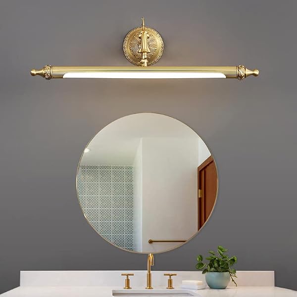 SEEAIRSHOP Antique Brass Bathroom Vanity Light Traditional Vanity Lighting LED Bathroom Wall Light Long Strip Vintage Sconce Light Bookshelf Library Lights in Gold - 22" Third Gear Dimming by SEEAIRSHOP - Used condition - Image 6