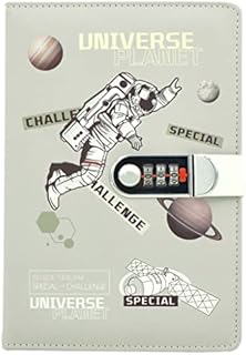 NectaRoy Lockable Diary, PU Leather Password Notebook(Universe Planet), A5 Secret Travel Journal with Lock for Office School Supplies Student Stationery Birthday Gift, 210x145mm