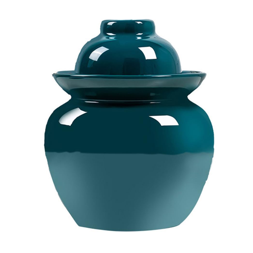 GVILTY Ceramiczny słoik na marynaty z pokrywkami, duży tradycyjny chiński porcelanowy słoik do marynowania, ceramiczny garnek fermentacyjny z uszczelką wodną pokrywką śluzy powietrznej, garnek z