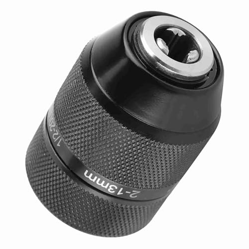 Mandrin à vis sans clé en métal de 13mm, filetage 1/2 pouce, auto-bloquant pour perceuses à batterie et marteaux-perceuses, mandrin à serrage rapide pour...